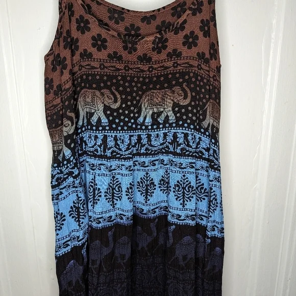 Earthbound Boho Indian ombre mini dress size small - Picture 2 of 4